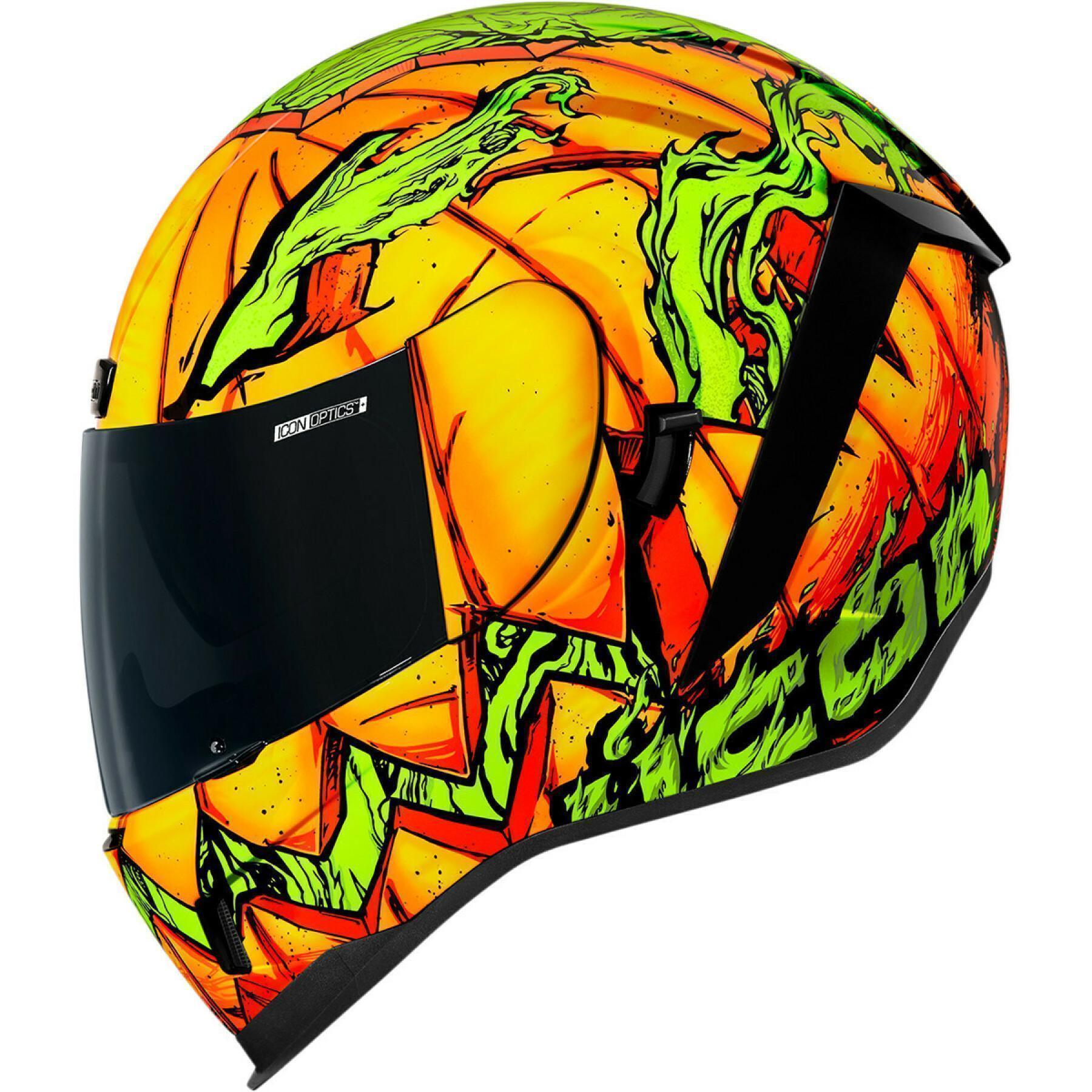 Full face gold motorcycle helmet Icon afrm trck-o-st