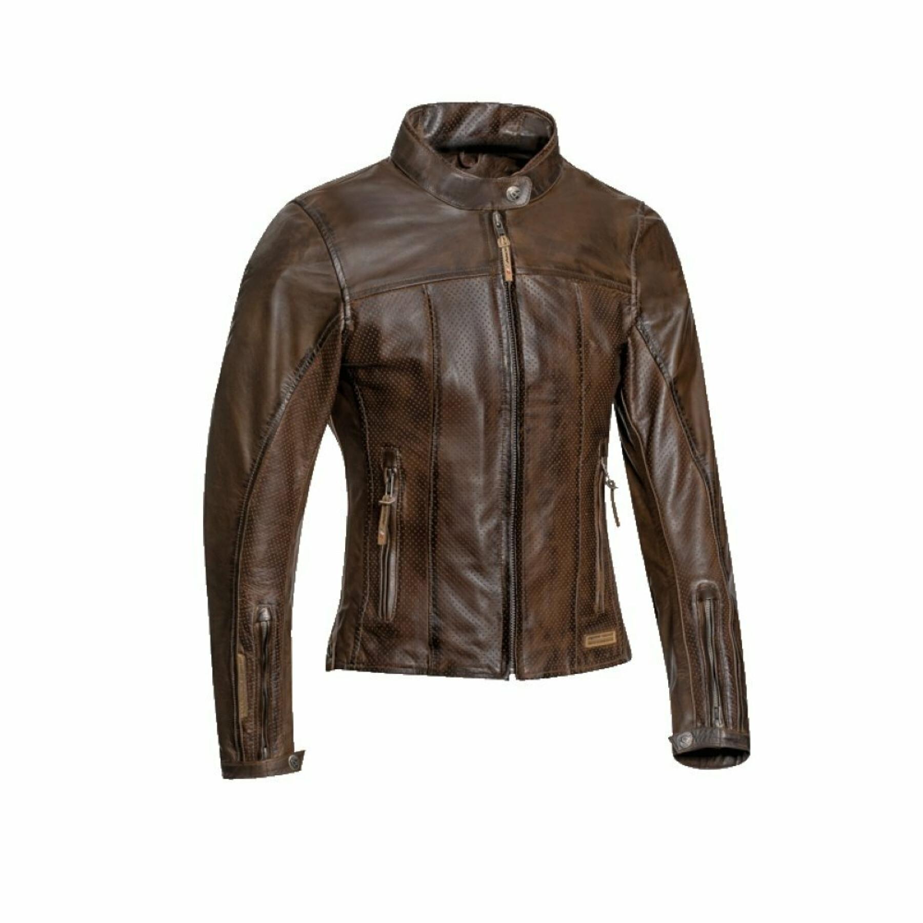 Leather jacket motorcycle woman Ixon crank air