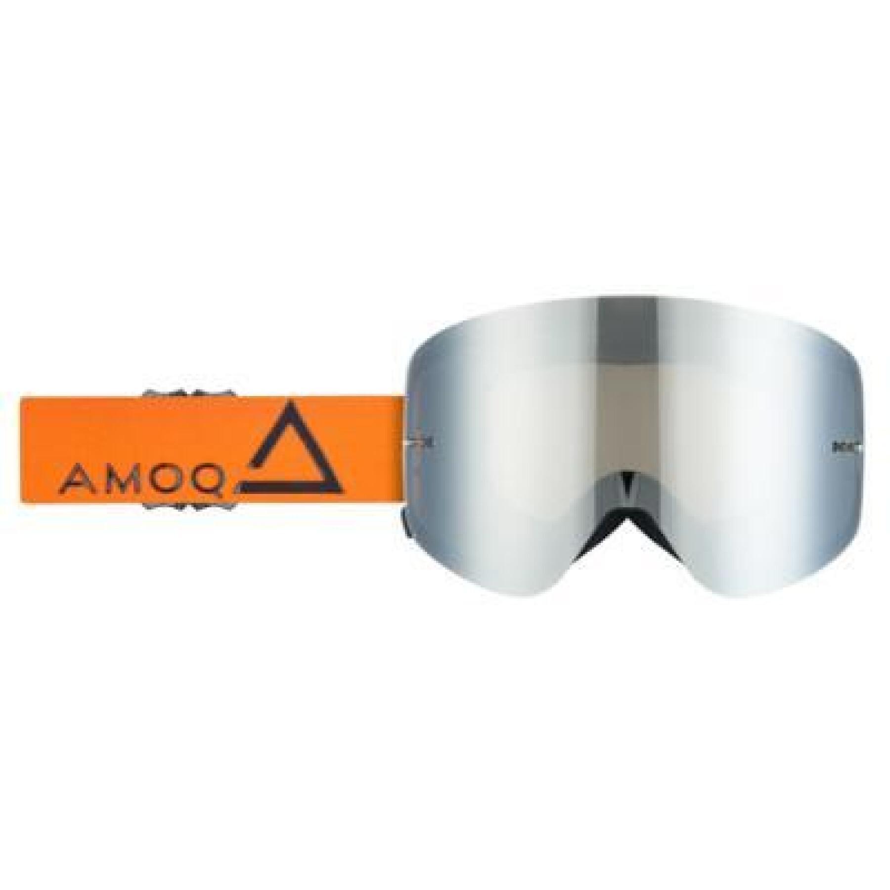 Motorcycle cross goggles with silver mirror lens Amoq Vision Magnetic