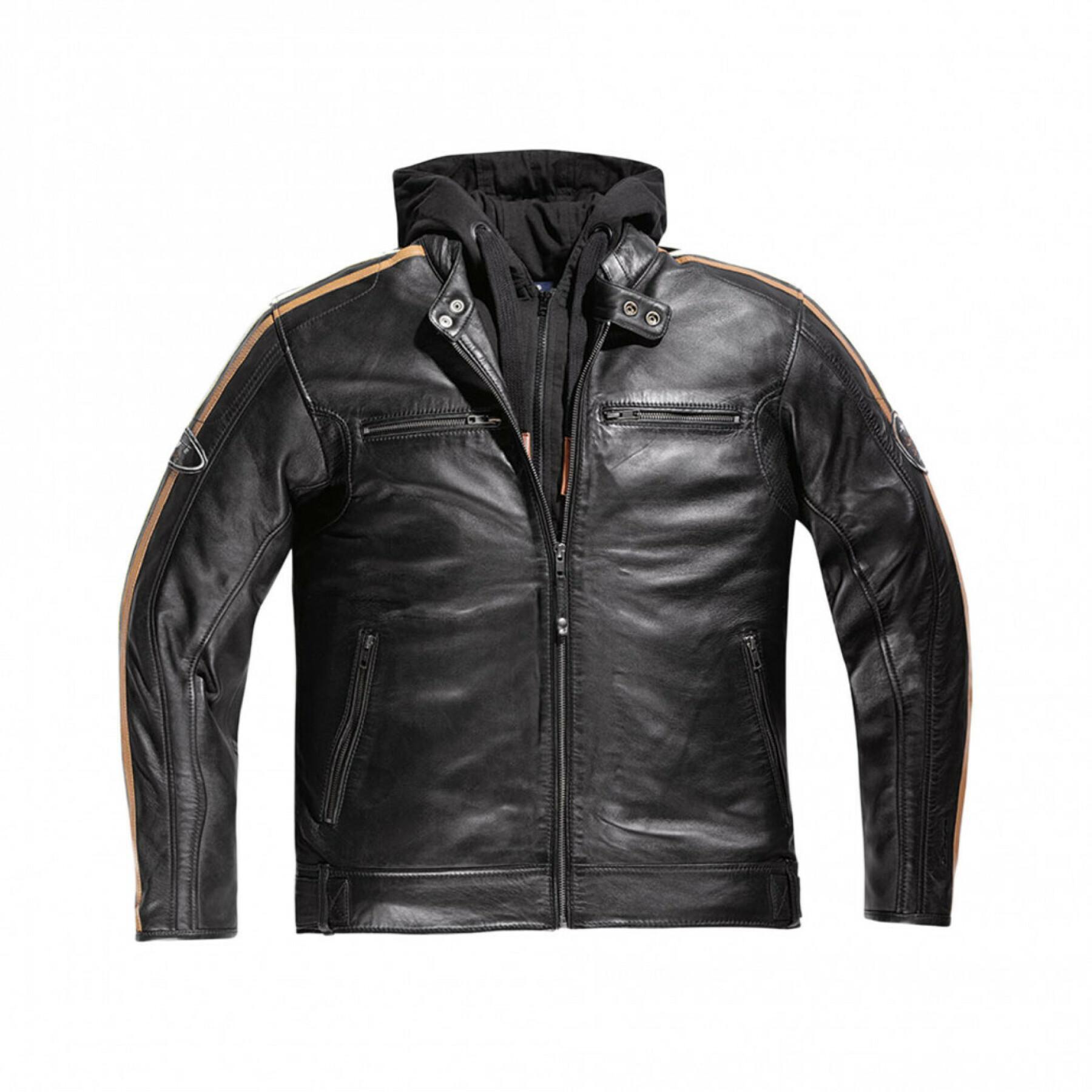 Hooded leather jacket Difi New Orleans