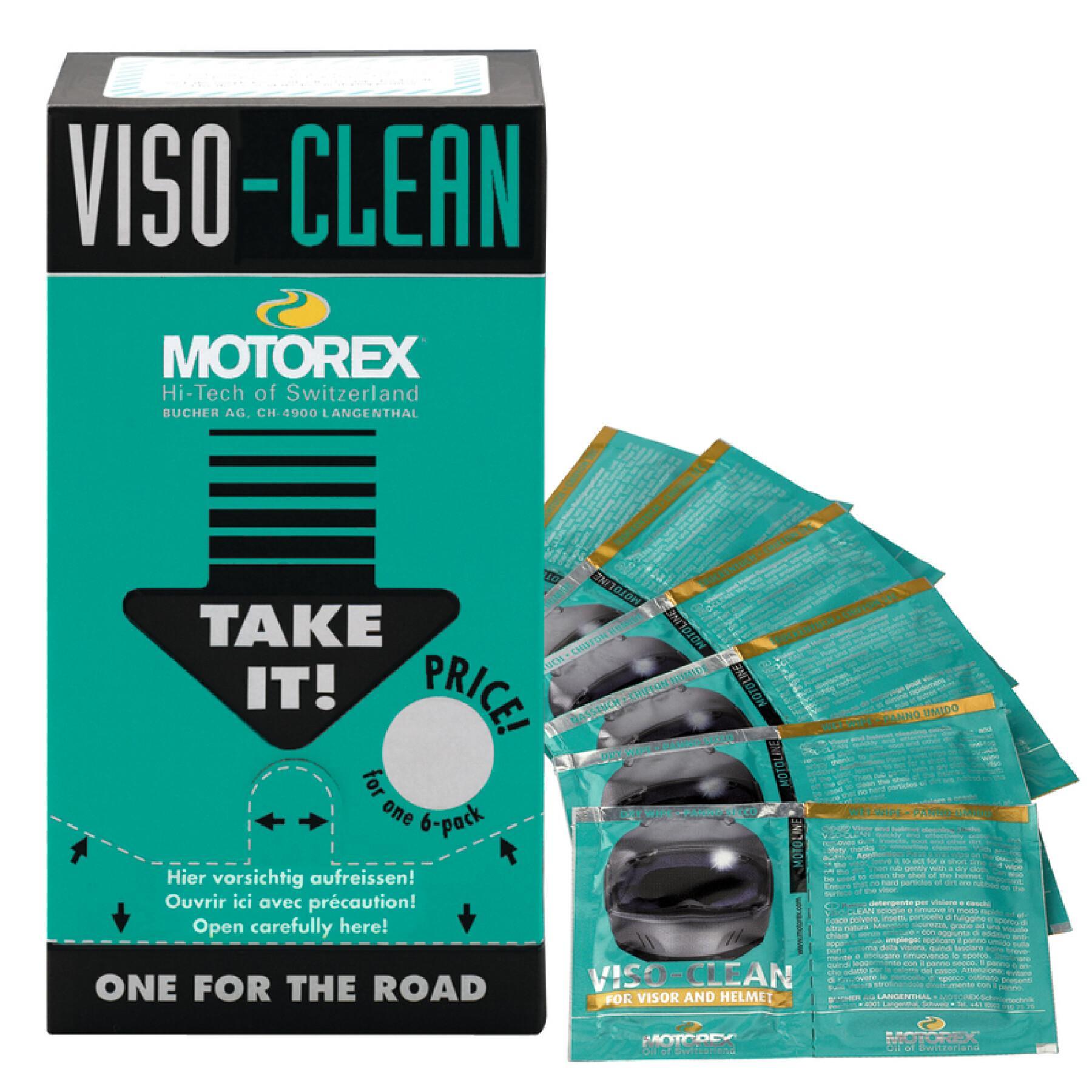 Pack of 12 bags of 6 cleaning wipes Motorex Viso Clean