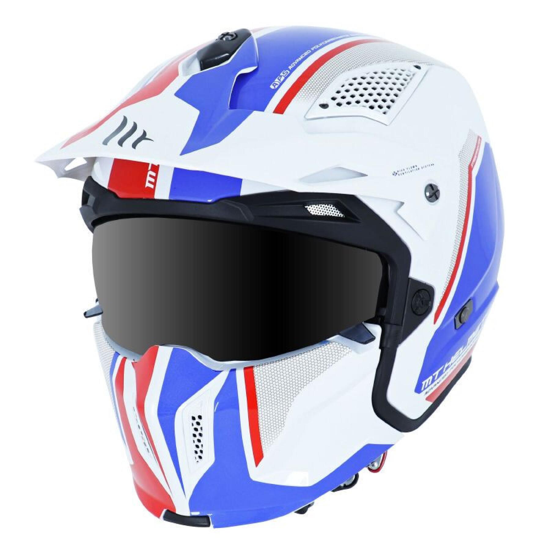 Dark convertible single shield trial helmet with removable chin strap MT Helmets MT STREetFIGHTER SV SKULL(livre avec un ecran supplementaire bleu)