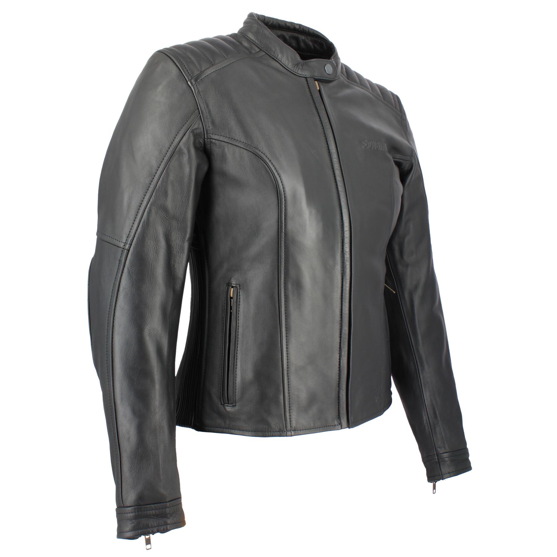 Leather motorcycle jacket woman Soubirac Greta