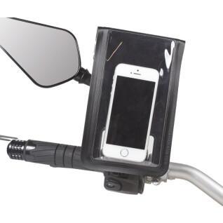 Motorcycle smartphone holder on rearview mirror with charger Chaft